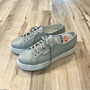 Superga Gray Platform Sneakers with Chunky Sole - Size 9.5
